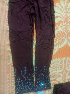 Maroon Kurti Set with Silver Accents