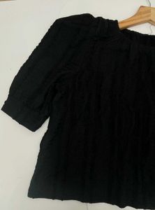 Black Puff Sleeve Top