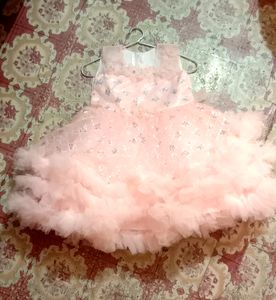 Peach Sparkly Flower Girl Dress