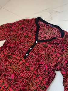 Red Printed Kurti by Akkriti Pantaloons