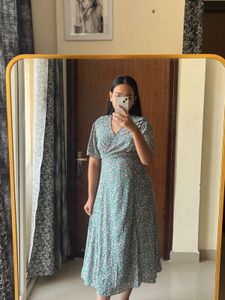 Floral Print Wrap Midi Dress