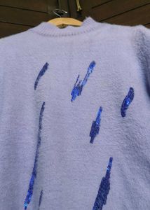 Women Lavender Sequin design Knit Sweater