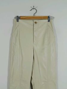 Vintage Cream Faux Leather Pants