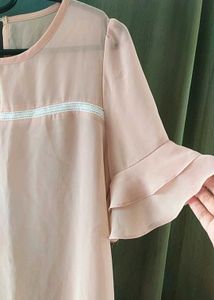 Peach Ruffle Sleeve Top