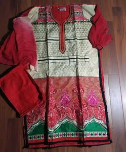 Red Embroidered Salwar Kameez Suit