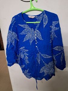 Biba Size 38 Blue Kaftan Top