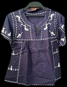 Navy Blue Embroidery Top Tunic