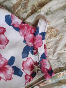 Pink Halter Neck Floral Tail Dress