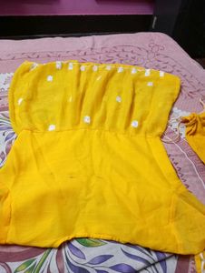 Yellow EmbroideredTop For women with innerwear