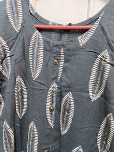 Grey Gold Foil Printed Kurti