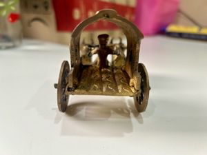 Vintage Brass Bull Cart Showpiece