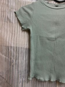 Mint Green Ribbed Top