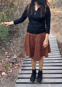 Shein Brown Corduroy Skirt