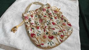 Embroidered Drawstring Pouch Party wear