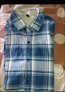 Blue Plaid Button-Down Shirt