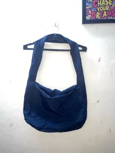 Navy Nylon Drawstring Shoulder Bag