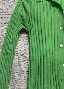 Zara Green Ribbed Knit Top