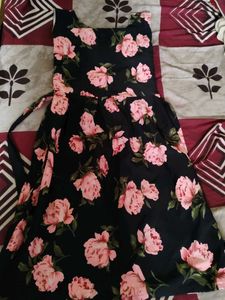 Black Dress With Rose Print