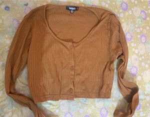 fasttt 🤩🥳Ribbed Button-Front Crop Top