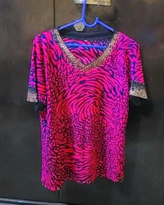 Pink Animal Print Top