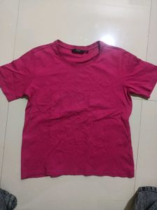 Pink Paisley Embossed T-Shirt