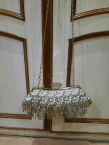 Elegant Pearl &amp; Rhinestone Evening Clutch