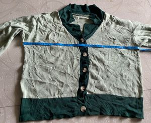 stylish Two-Tone Button-Up Cardigan/Shrug