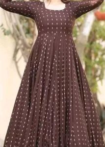 Elegant Brown Printed Gown