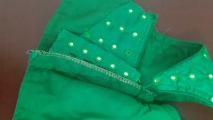 Green Embellished Blouse - Padded