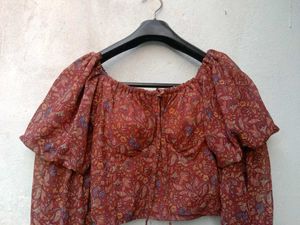 New With Tag Korean Floral Print Long Sleeve Top