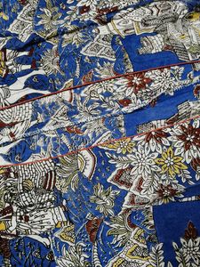 Women Blue Yellow Printed Kurta With Jacket