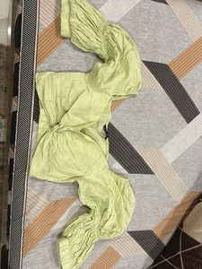 Green Ruffle Crop Top