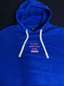 SPAO Blue Graphic Hoodie - 'No Plan'