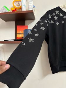 Star Embellished Black Sweatshirt