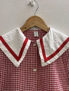 Red Gingham Dress w/ Sailor Collar