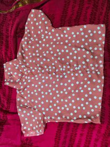Pink Polka Dot Button-Up Shirt