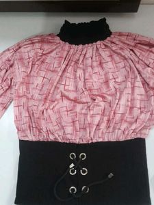Pink Checkered Tie Top