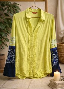 W Neon Yellow Printed Shirt