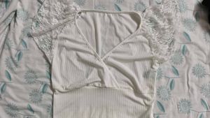 White Lace Sleeve Top