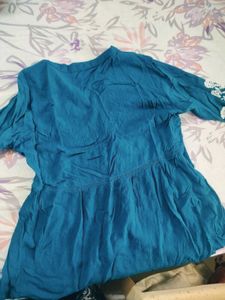 Embroidered Teal Top