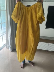 Lovely Yellow Midi With Puff Sleeves