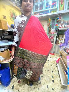 Elegant Red Patchwork Dupatta cum Stole