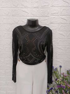 Embellished Black Top