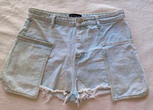 Light Blue Cargo Denim Shorts
