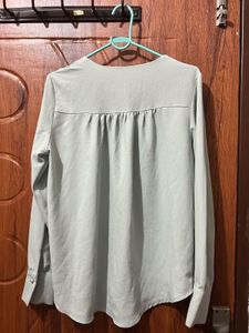 Elegant Green Lace Trim Blouse