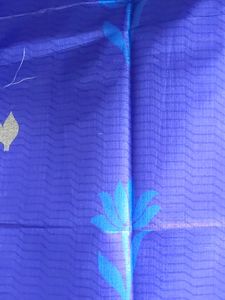 Blue Floral Patterned Art Silk Saree
