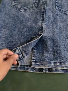 Acid Wash Denim Mini Skirt
