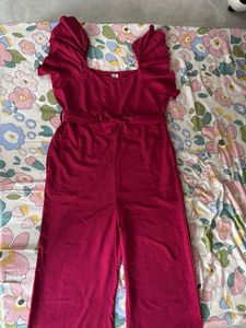 Red Ruffled Jumpsuit