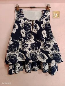 Nevy Blue Crop Top With Floral Print