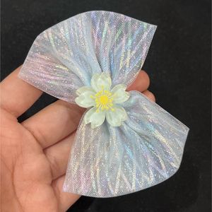 Pearl Beaded Rubber Band With Blue Bow